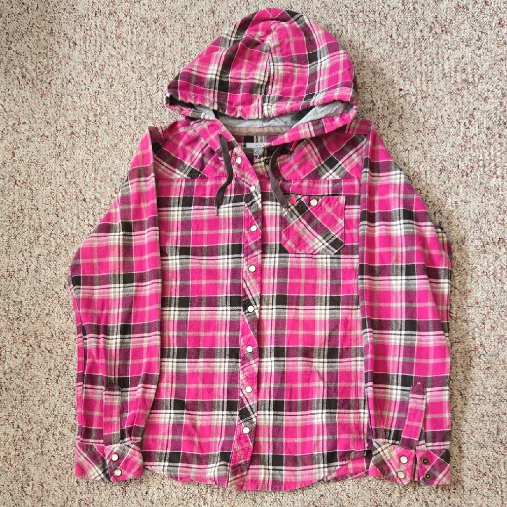 Carhartt Pink Plaid Womans Button Down Shirt